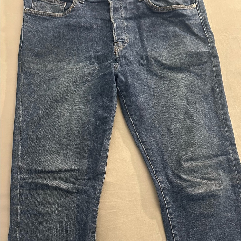 Classic Blue Denim & Denim Straight-Leg Men's Jeans